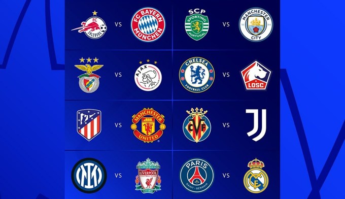 Kết quả bốc thăm lại vòng 1/8 Champions League. Ảnh: UEFA