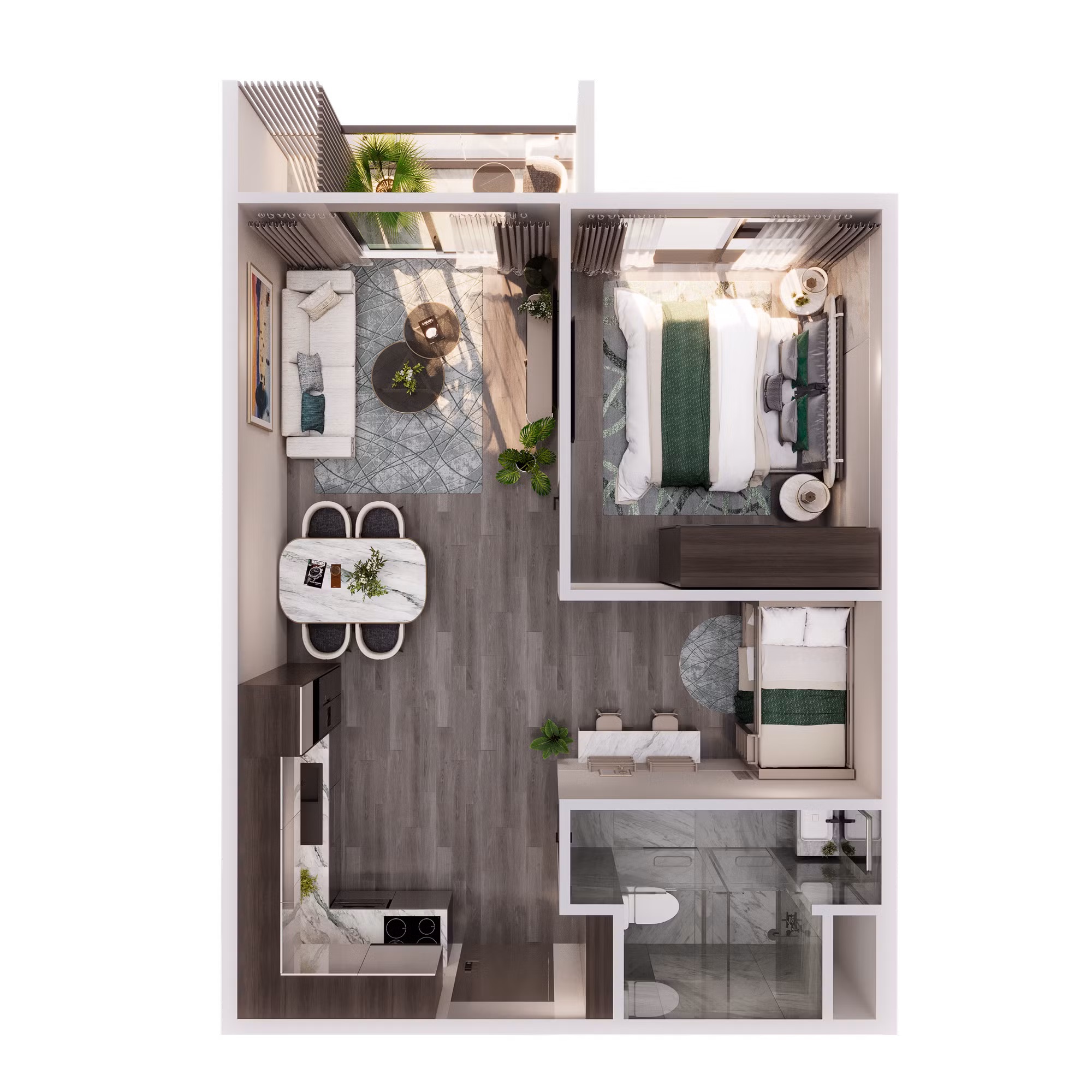 Thiết kế căn hộ 1PN+ tối ưu c&ocirc;ng năng tại Prime Garden