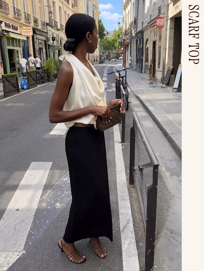 &Aacute;o quấn khăn scarf top xu hướng thời trang 2026