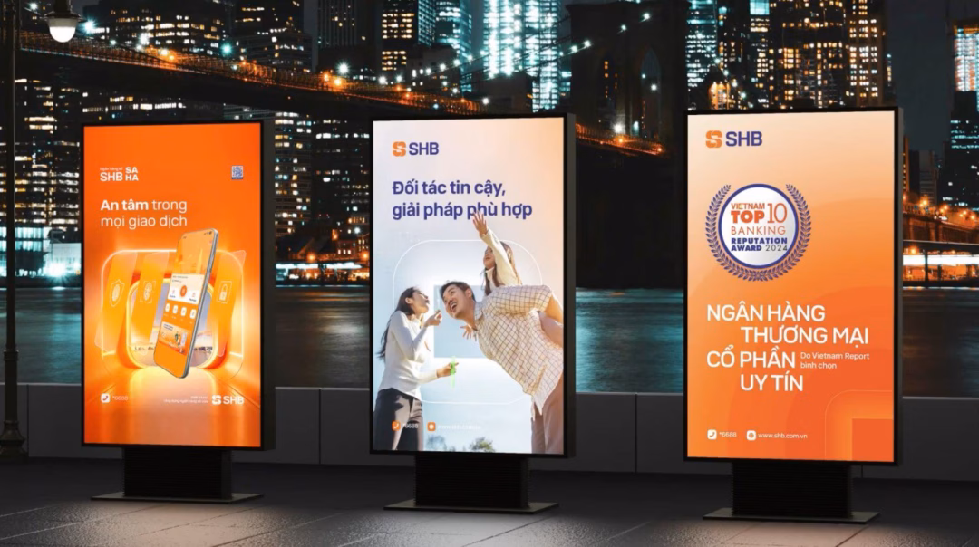 Sự kết hợp m&agrave;u sắc hiện đại trong bộ nhận diện thương hiệu mới của SHB