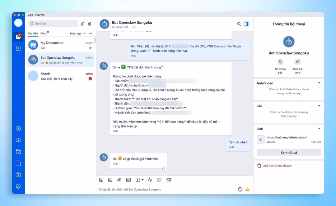 Zalo t&iacute;ch hợp AI OpenClaw gi&uacute;p tối ưu h&oacute;a hiệu suất l&agrave;m việc