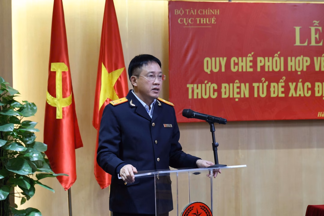 Lễ ký kết quy chế phối hợp giữa Cục Thuế và Cục Quản lý đất đai Phó Cục trưởng Cục Thuế Mai Sơn phát biểu tại Lễ ký kết