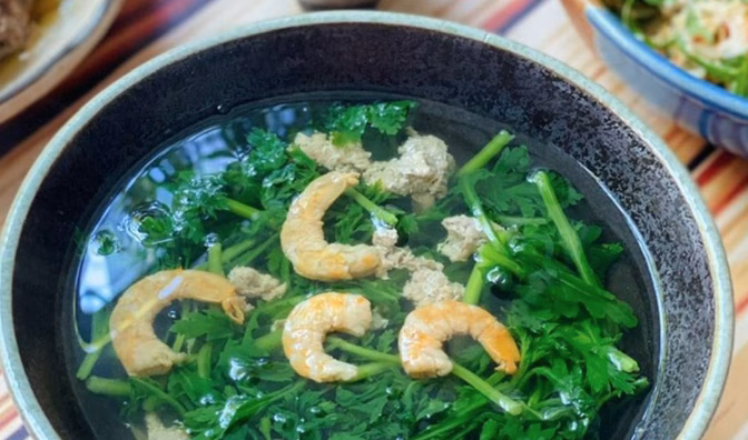Cải cúc nấu tôm Cải cúc nấu tôm