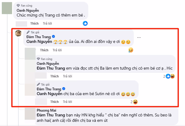 Đàm Thu Trang giải thích về việc Suchin lên chức chị ba