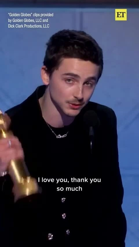 Timoth&eacute;e Chalamet cảm ơn Kylie Jenner tại lễ trao giải Quả cầu v&agrave;ng 2026