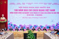 Quang cảnh Hội thảo khoa học quốc gia “100 năm Báo chí cách mạng Việt Nam đồng hành cùng sự nghiệp cách mạng vẻ vang của Đảng và dân tộc”. Quang cảnh Hội thảo khoa học quốc gia “100 năm Báo chí cách mạng Việt Nam đồng hành cùng sự nghiệp cách mạng vẻ vang của Đảng và dân tộc”.