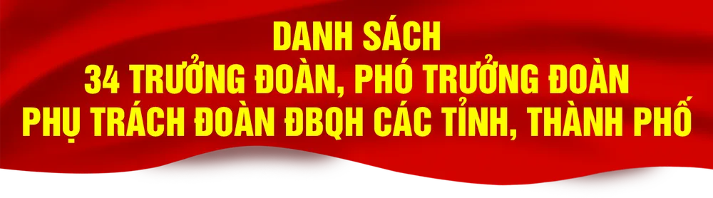 Danh sách Trưởng đoàn và Phó trưởng đoàn phụ trách Đoàn đại biểu Quốc hội