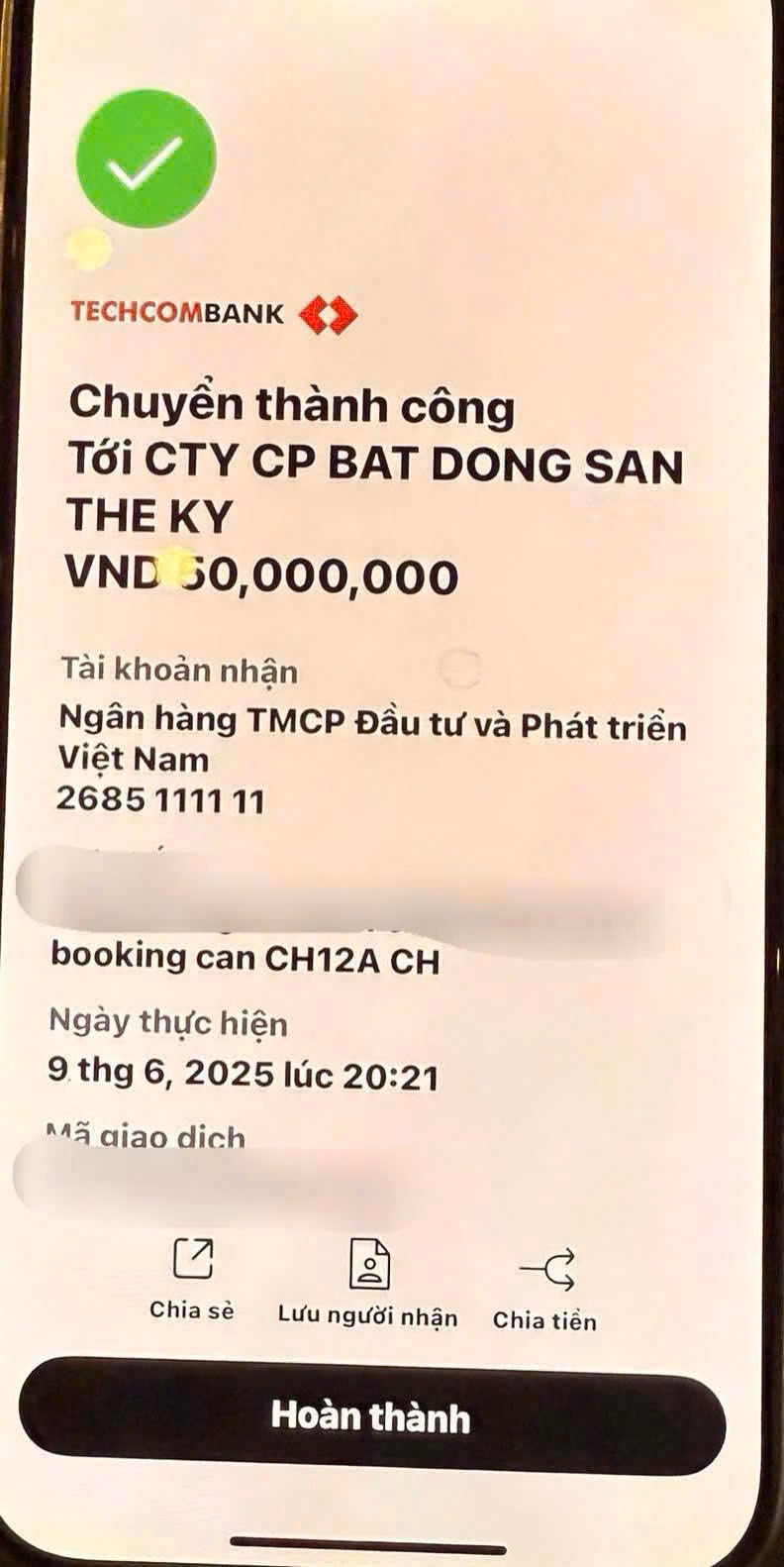 Khách hàng chuyển khoản đặt cọc với sàn bất động sản Khách hàng chuyển khoản đặt cọc với sàn bất động sản để giữ chỗ