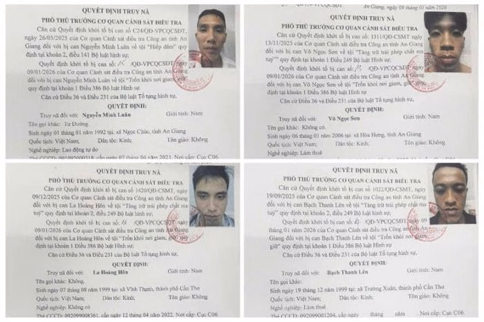 Quyết định truy n&atilde; 4 đối tượng