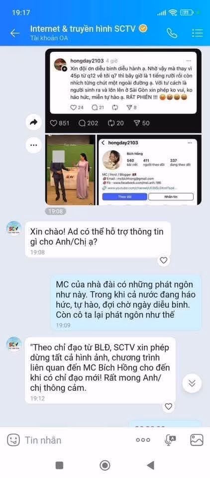 MC Bích Hồng bị chấm dứt hợp tác SCTV4 chấm dứt hợp tác với MC Bích Hồng
