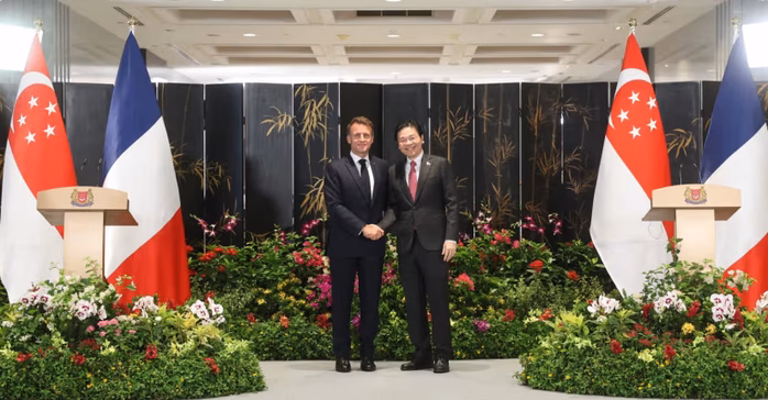 Tổng thống Pháp Emmanuel Macron phát biểu khai mạc Đối thoại Shangri-La lần thứ 22
