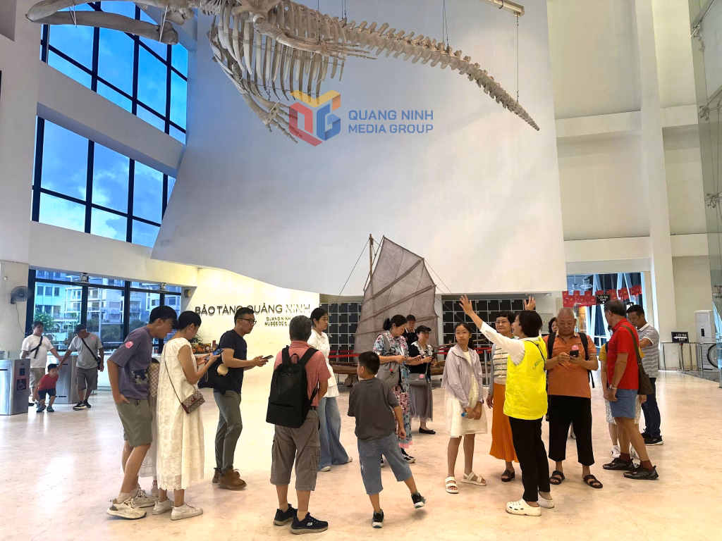 Du khách tàu biển tham quan Bảo tàng Quảng Ninh.