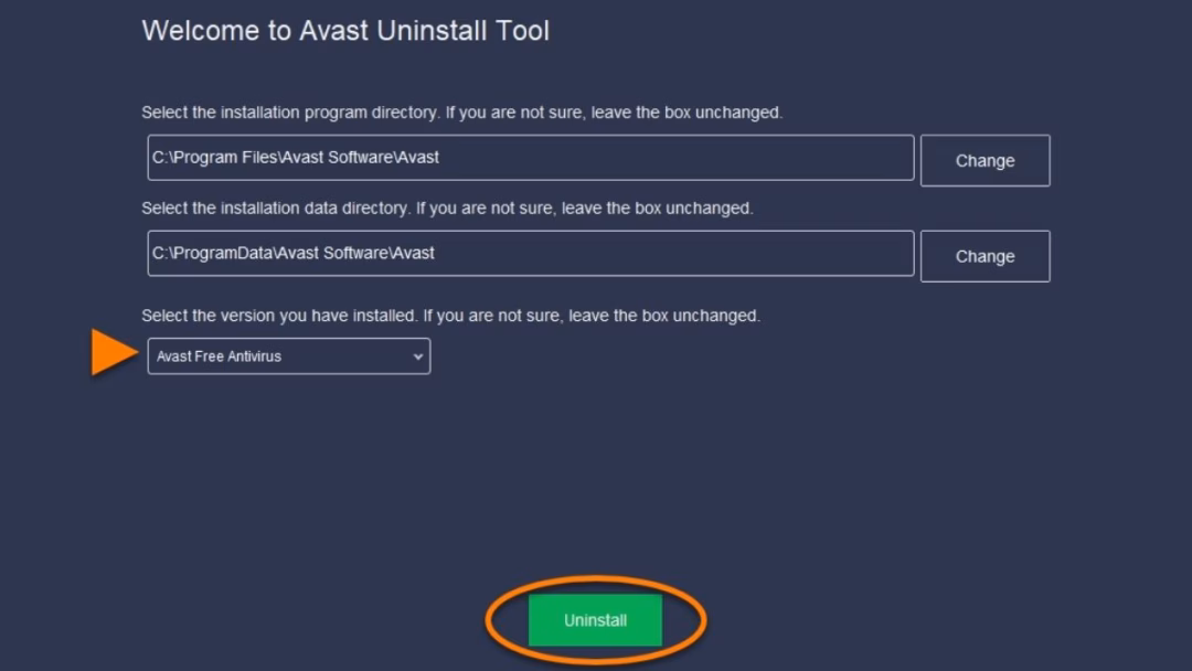 cách Xóa Avast Free Antivirus bằng phần mềm Avast Clear - bước 3