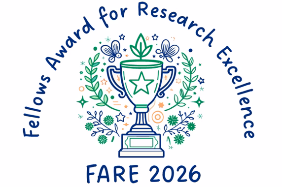 Fellows Award for Research Excellence FARE 2026 - a trophy surrounded by plants