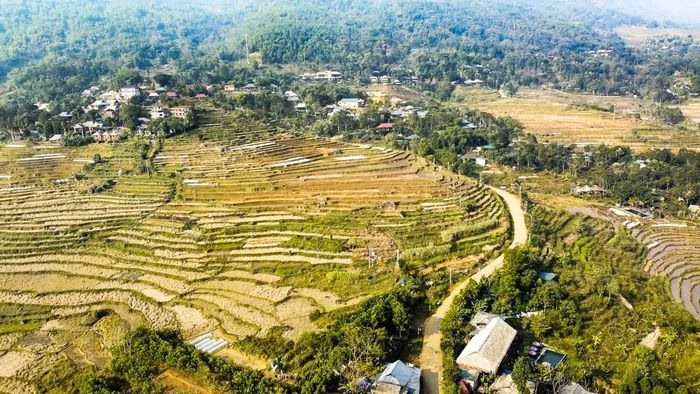 Cảnh ruộng bậc thang P&ugrave; Lu&ocirc;ng c&ugrave;ng nền văn ho&aacute; Th&aacute;i, Mường