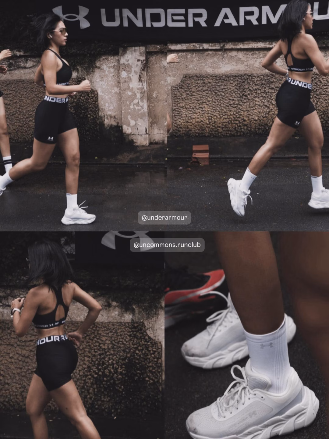 Photo by Đoan Đoan on September 29, 2025. May be an image of ‎3 people, activewear, sneakers, shorts, sports equipment, sportswear and ‎text that says '‎UNDER ARM NDERI ERA NO RUNDE UNDE Gunderarmour @uncommons.runclub runclub OUR م २०‎'‎‎.