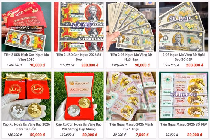 Tiền lì xì linh vật ngựa 2026: Đa dạng mẫu mã, giá từ vài chục nghìn