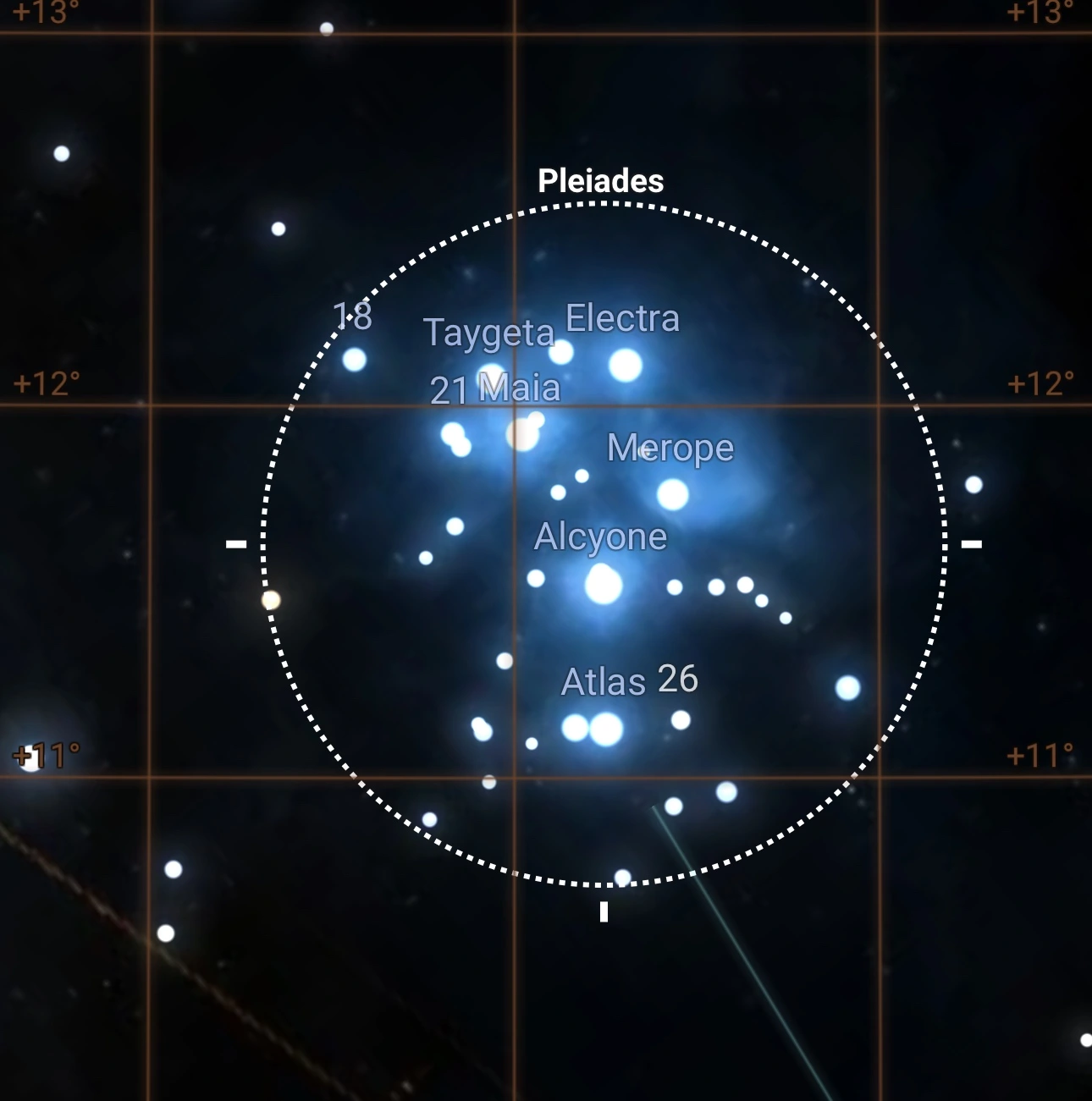 Mô phỏng cụm sao Thất Nữ nhìn từ vị trí TP.HCM rạng sáng 22.7