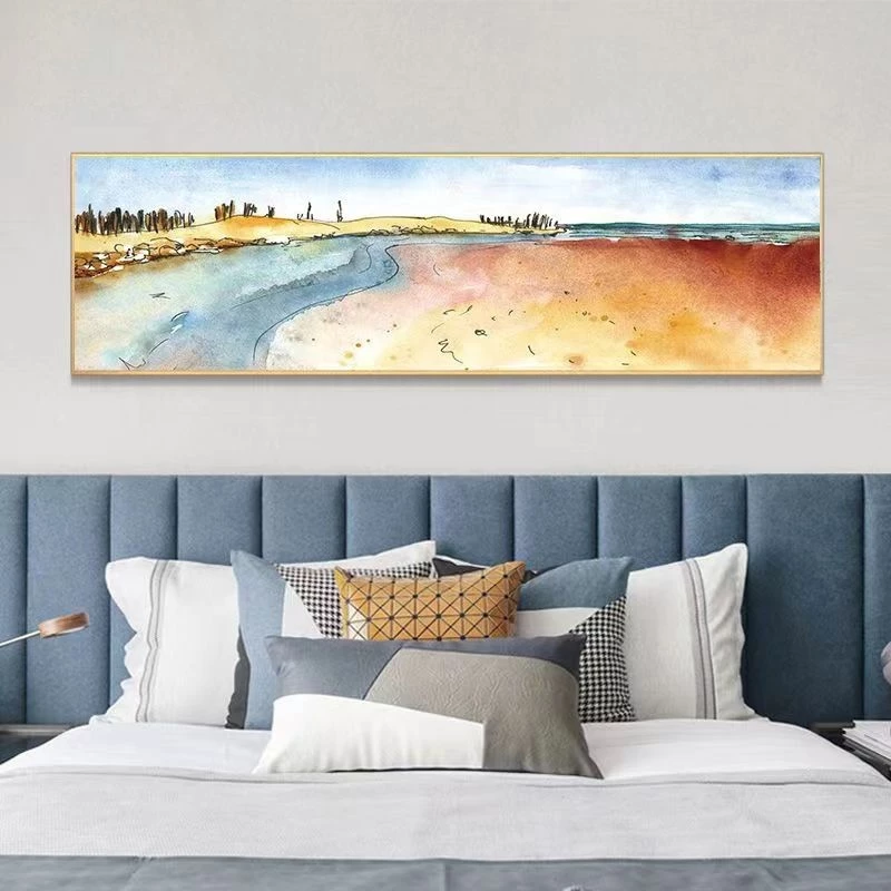 Ánh sáng phản chiếu từ tranh trừu tượng treo gương khiến phòng ngủ hiện đại cảm giác rộng hơn bao giờ hết