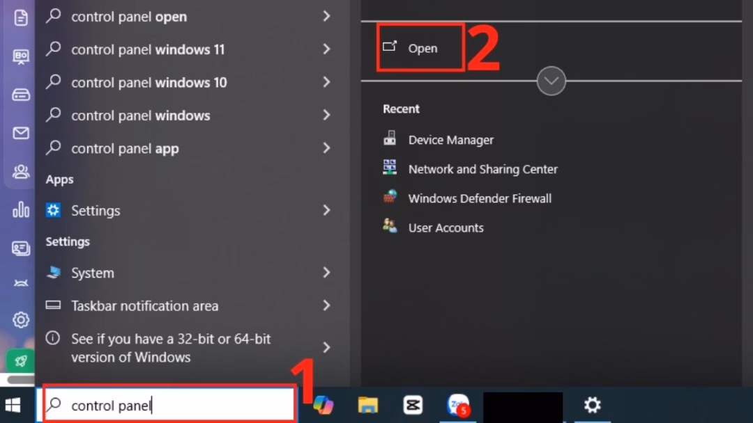 Cách sửa lỗi Your device is missing important security and quality fixes trên Windows Update Nhập Control Panel và nhấn Open