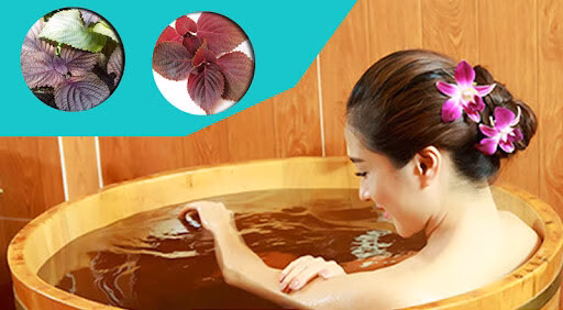 Ngâm chân nước lá tía tô giúp thư giãn, giảm căng thẳng.
