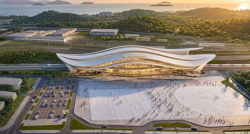 Phối cảnh hạ tầng v&agrave; nh&agrave; ga Hạ Long Station thuộc dự &aacute;n đường sắt tốc độ cao H&agrave; Nội - Quảng Ninh