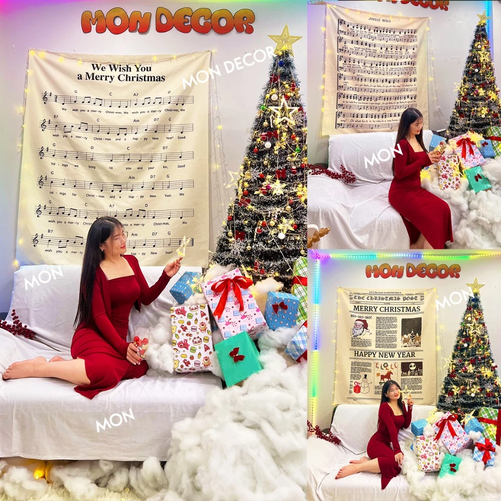 Làm thế nào để biến phòng của bé trở thành không gian Giáng Sinh hoàn hảo với phông vải in bài hát Merry Christmas?