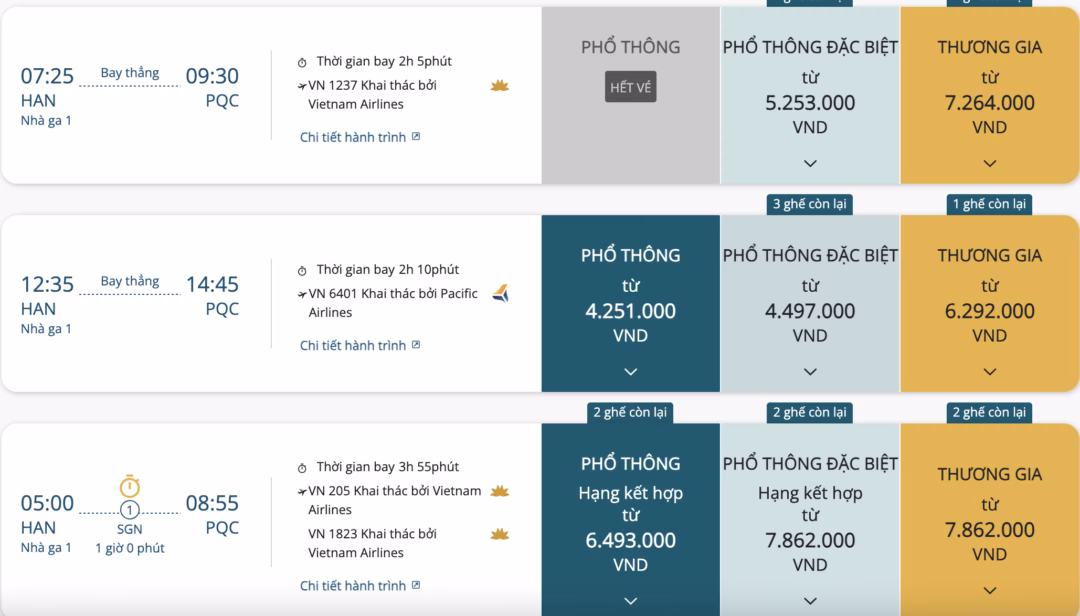 Giá vé máy bay từ Hà Nội đi Phú Quốc Giá vé máy bay từ Hà Nội đi Phú Quốc