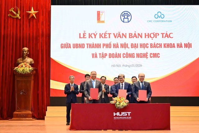 Thỏa thuận hợp tác được ký giữa UBND TP. Hà Nội, Đại học Bách khoa Hà Nội và Tập đoàn CMC. Thỏa thuận hợp tác được ký giữa UBND TP. Hà Nội, Đại học Bách khoa Hà Nội và Tập đoàn CMC.