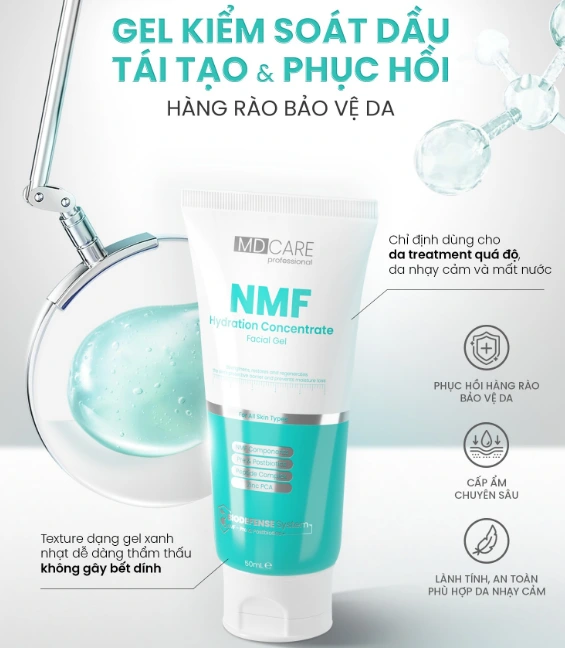 1. Gel kiểm soát dầu, tái tạo và phục hồi hàng rào bảo vệ da MD CARE NMF Hydration Concentrate Facial Gel Top 5 kem dưỡng phục hồi sau trị mụn ai cũng 'mê' ngay lần đầu tiên- Ảnh 2.