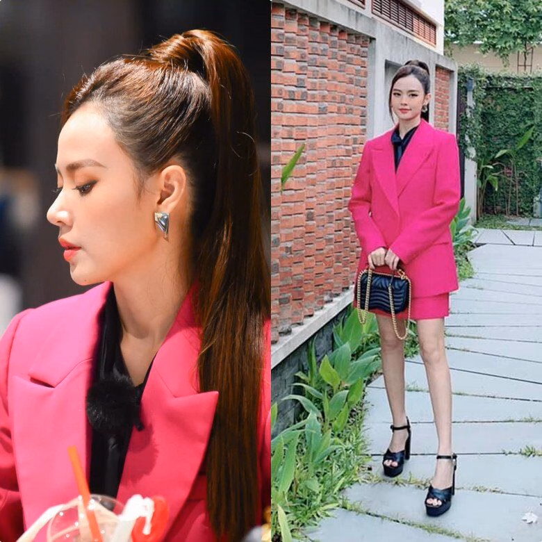 Chị em có thể mặc đồng bộ màu sắc áo khoác với quần/váy, không tham lam mix quá nhiều tông màu trên 1 outfit sẽ khiến rối ren cho mắt người nhìn. Midu thường chỉ mix 2-3 gam màu tối giản.