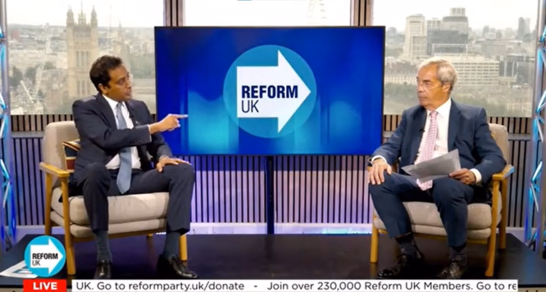 Reform UK’s chairman Zia Yusuf joined Nigel Farage in his rebuttal broadcast (Photo: Reform UK)