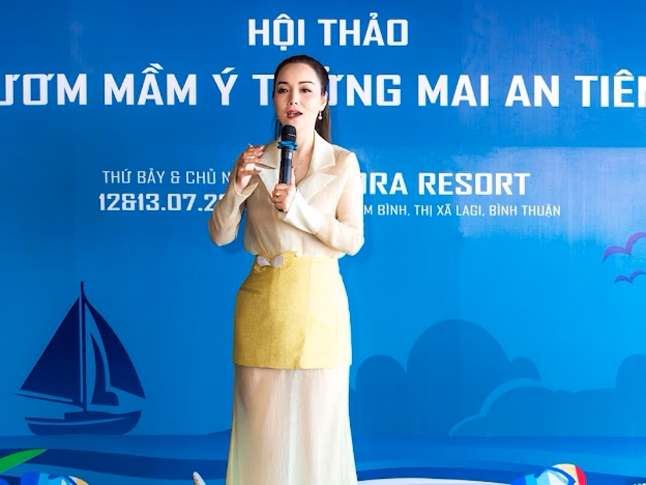 Lan tỏa ‘Ý tưởng Mai An Tiêm’ khởi nghiệp sáng tạo cho thế hệ trẻ Doanh nhân - nghệ sĩ Mai Thu Huyền phát biểu tại hội thảo