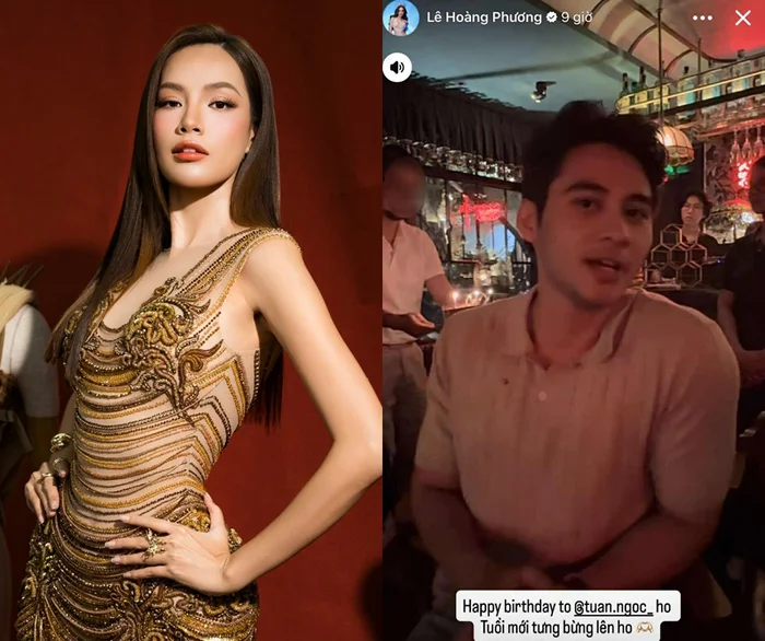 Lê Hoàng Phương giữ im lặng khi rộ tin hẹn hò cùng Mathis. Thay vào đó, nàng hậu đăng ảnh chúc mừng sinh nhật người mẫu Tuấn Ngọc. (Ảnh FBNV)
