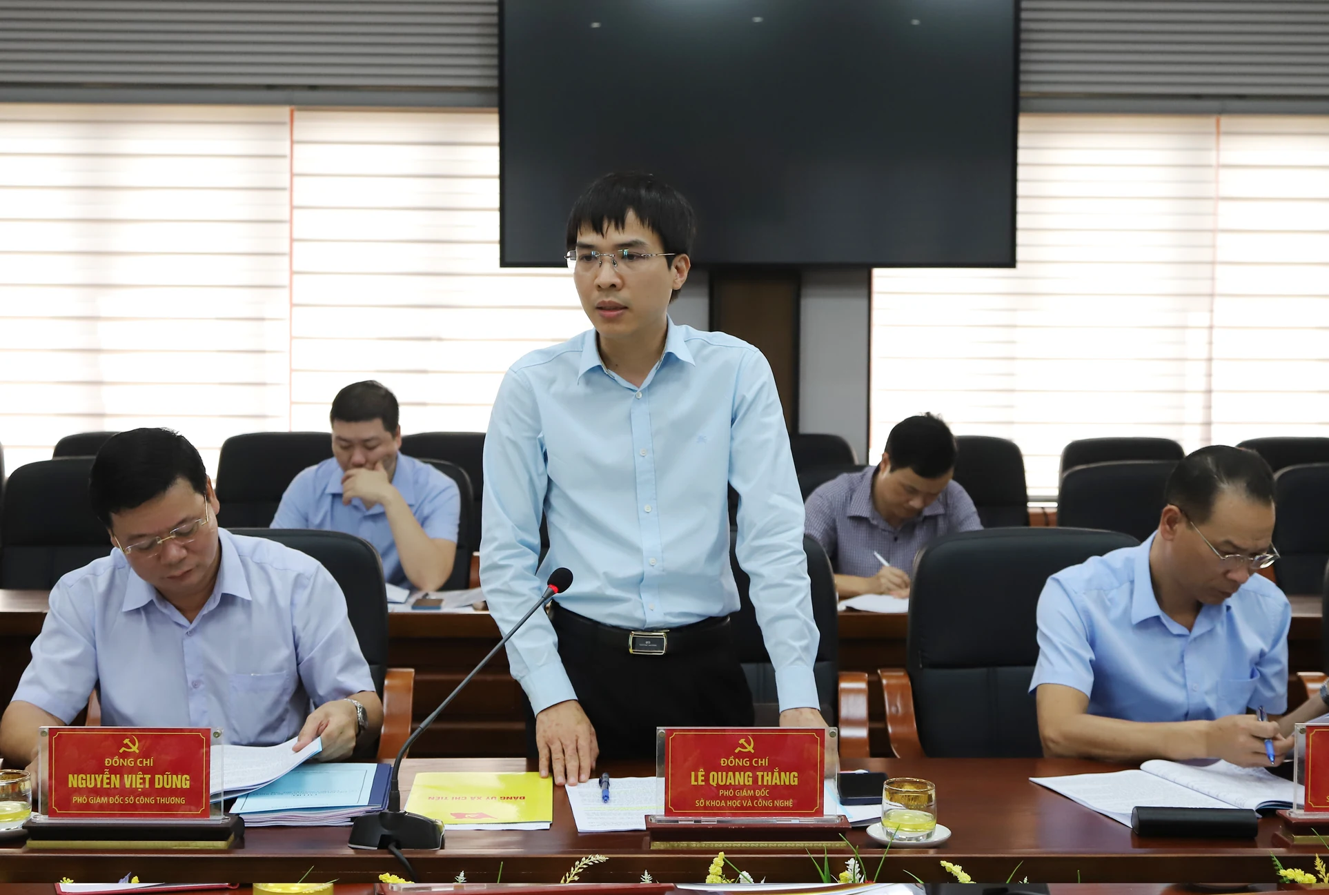 Đại diện lãnh đạo Sở Khoa học và Công nghệ phát biểu tại hội nghị.