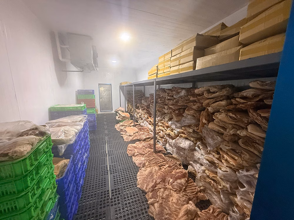 B&ecirc;n trong kho chứa thịt giả