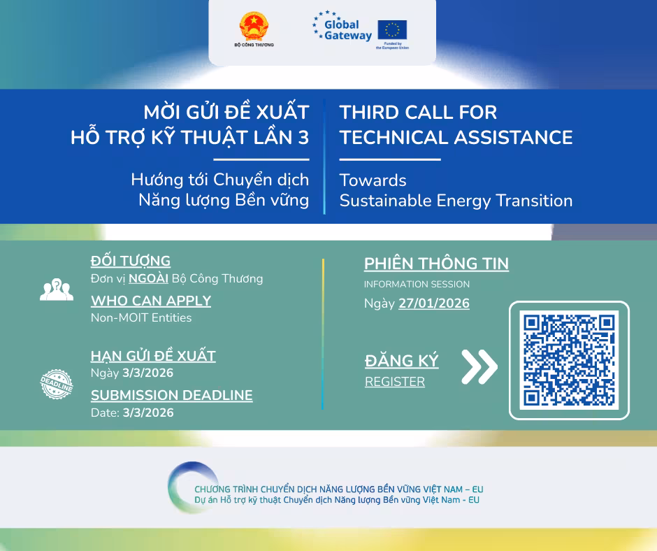 EVSET mở kêu gọi đề xuất kỹ thuật 3 cho năng lượng bền vững