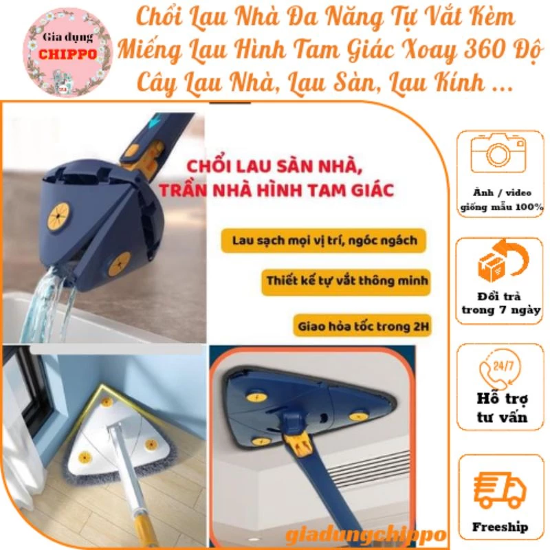 Chi tiết ít ai để ý ở chổi lau nhà tự vắt với miếng lau xoay 360 độ khiến việc làm sạch sàn bất ngờ khó khăn