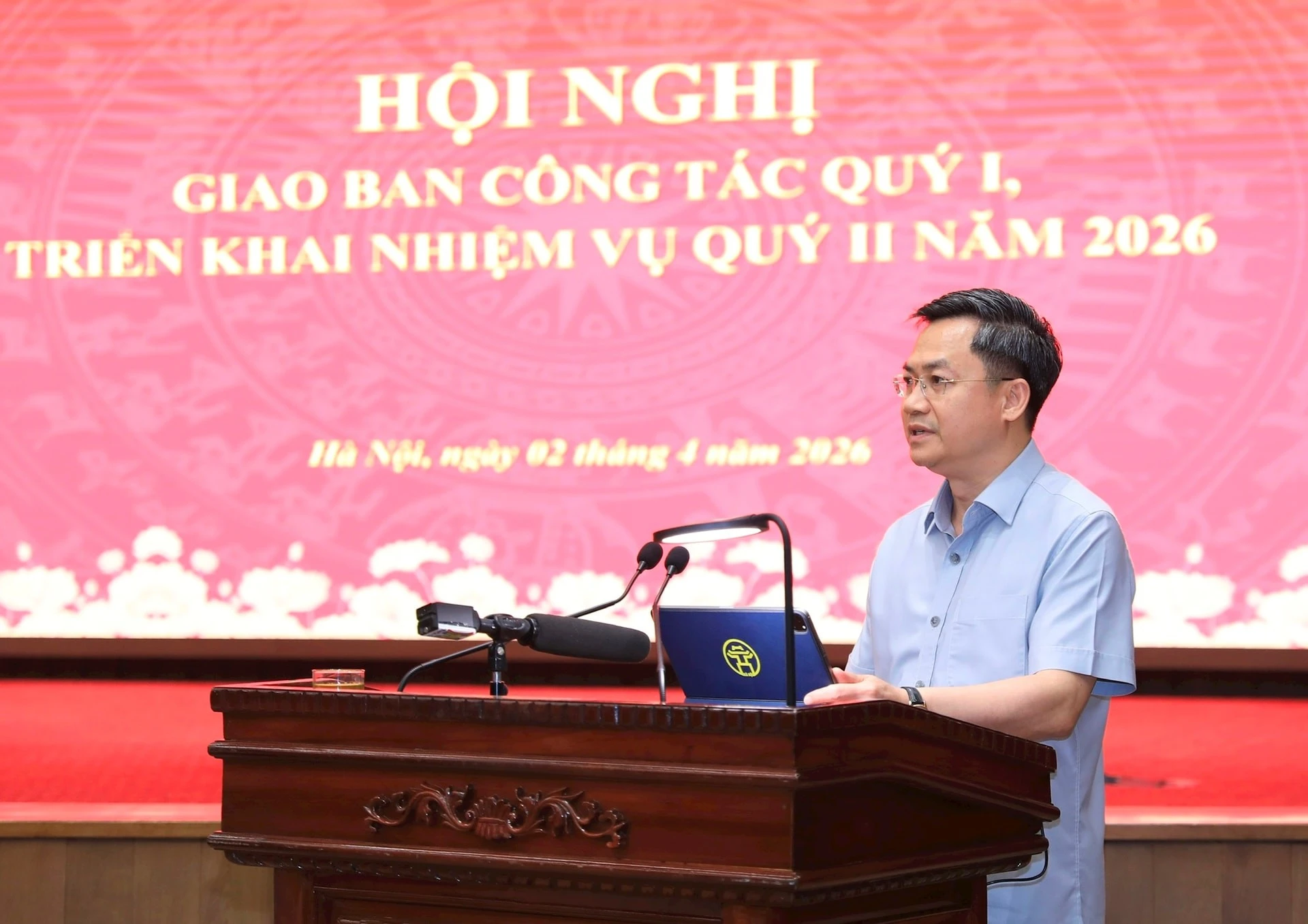 Trưởng Ban Tổ chức Th&agrave;nh ủy H&agrave; Nội H&agrave; Minh Hải ph&aacute;t biểu