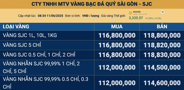 Giá vàng miếng SJC Giá vàng miếng SJC tăng 1,1 triệu đồng/lượng