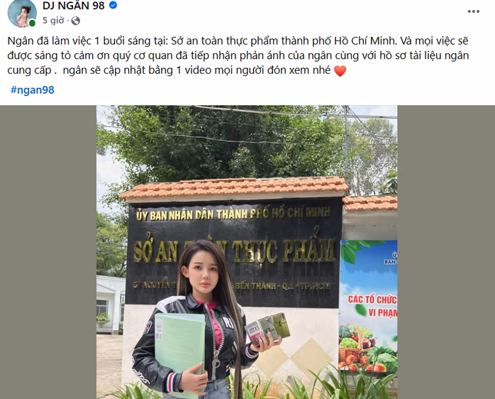 Ngân98 đã trình diện Sở An toàn Thực phẩm TP HCM về vụ sản phẩm giảm cân- Ảnh1.
