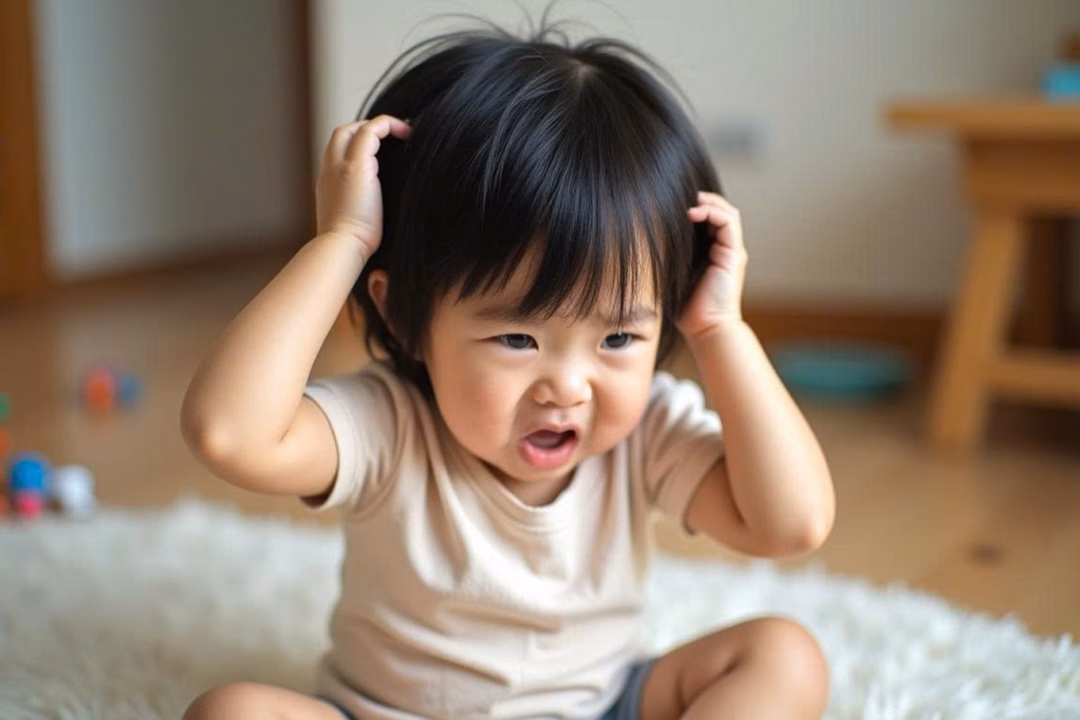 Cẩn thận hội chứng ‘công chúa’ do thói quen ăn tóc ở trẻ Phụ huynh cần lưu ý khi con có các biểu hiện liên tục gãi đầu, bứt tóc (Ảnh minh hoạ: Dall.E).