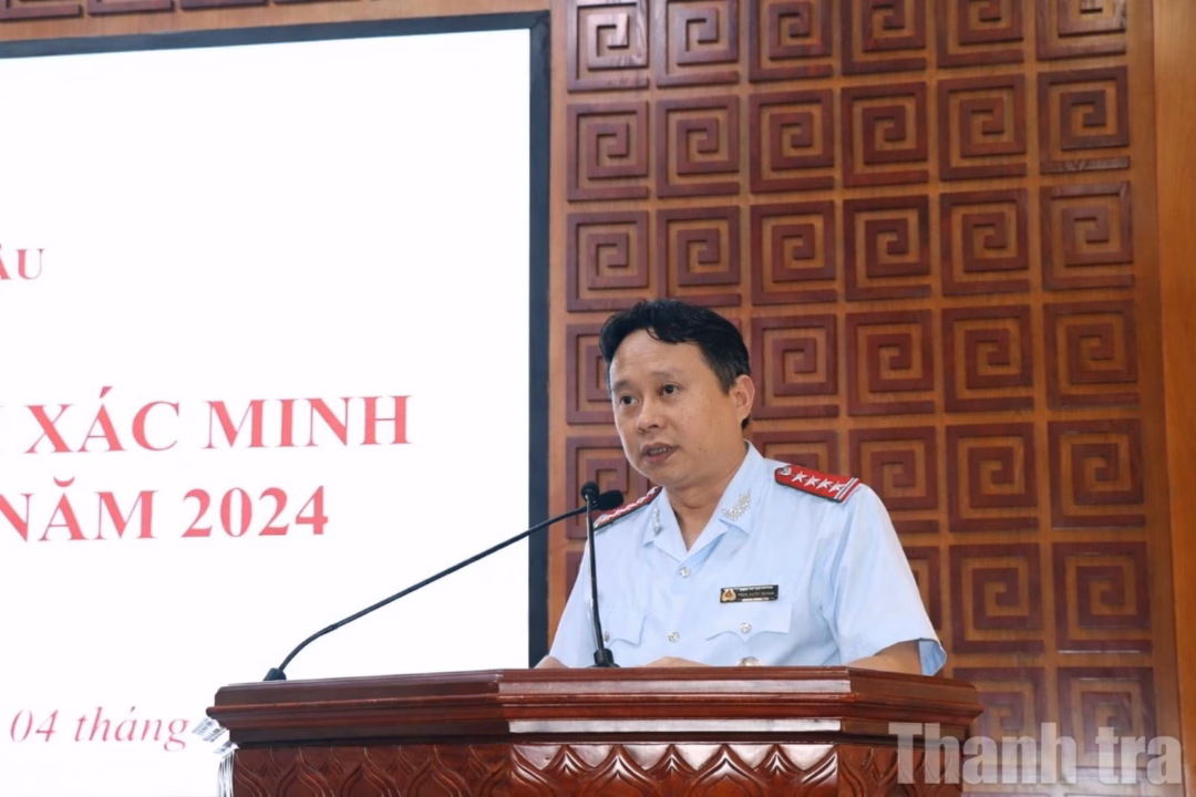 Ch&aacute;nh Thanh tra tỉnh Lai Ch&acirc;u Trần Quốc Khanh ph&aacute;t biểu tại hội nghị x&aacute;c minh t&agrave;i sản