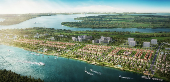 Elyse Island Elyse Island, một trong những dự án trọng điểm của Nam Long nằm trên đảo Đại Phước, hưởng lợi từ các dự án hạ tầng giao thông liên vùng đang triển khai. Ảnh: Nam Long