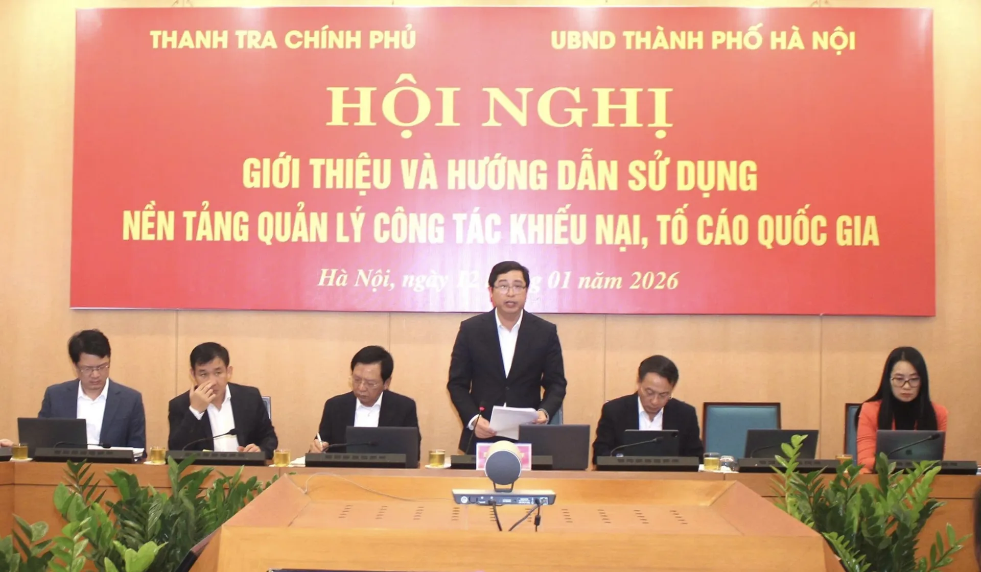 Ph&oacute; Tổng Thanh tra Dương Quốc Huy ph&aacute;t biểu tại hội nghị
