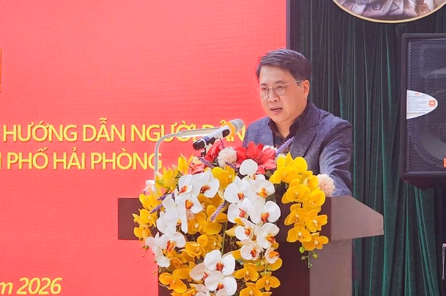 &Ocirc;ng Nguyễn Th&agrave;nh Hưng, Gi&aacute;m đốc Sở X&acirc;y dựng Hải Ph&ograve;ng ph&aacute;t biểu tại hội nghị c&ocirc;ng bố quyết định th&agrave;nh lập Tổ c&ocirc;ng t&aacute;c chuy&ecirc;n tr&aacute;ch về nh&agrave; ở x&atilde; hội