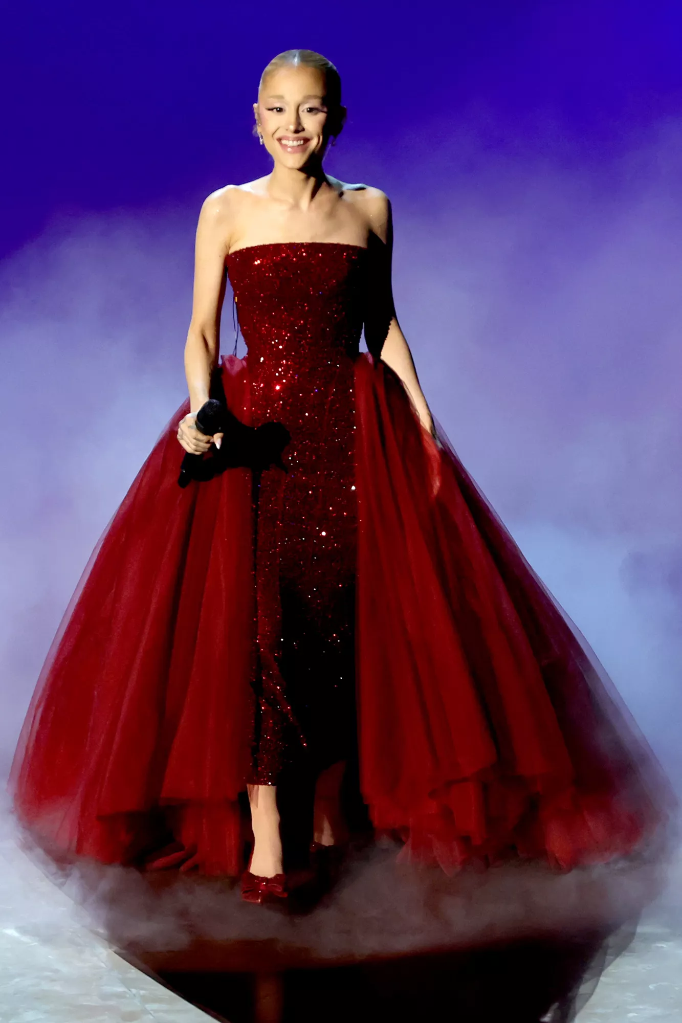 Ariana Grande performs onstage during the 97th Annual Oscars at Dolby Theatre on March 02, 2025 in Hollywood, California.