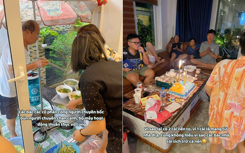 Các thành viên cùng nhau nấu nướng, hát hò