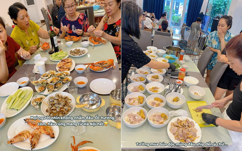 Các bữa ăn đa dạng món của cả nhà trong chuyến du lịch