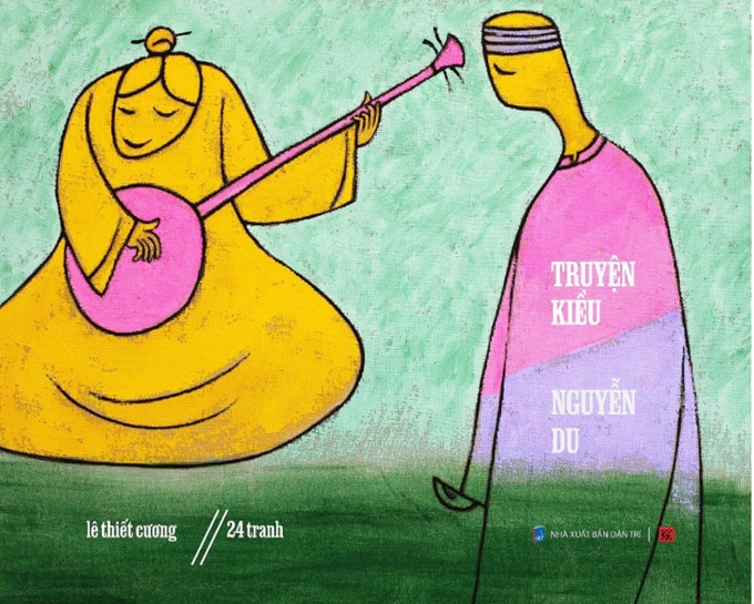 Sách "Truyện Kiều - Nguyễn Du" với 24 tranh minh họa thể hiện nét cọ tối giản của Lê Thiết Cương. Ảnh: